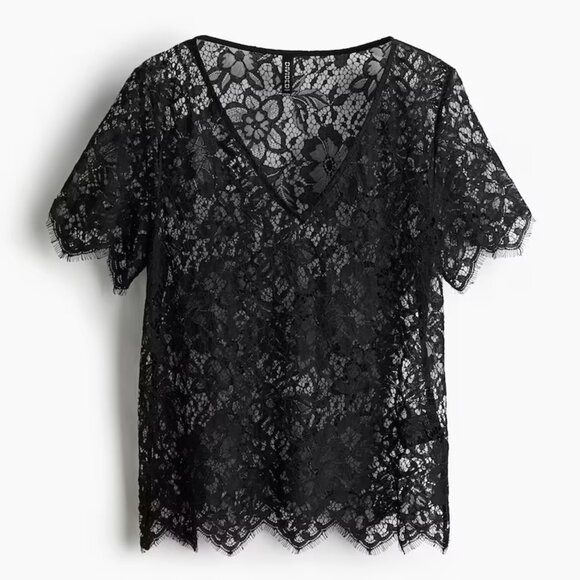 H&M Lace Top (Black, Size M) - Picture 1 of 4